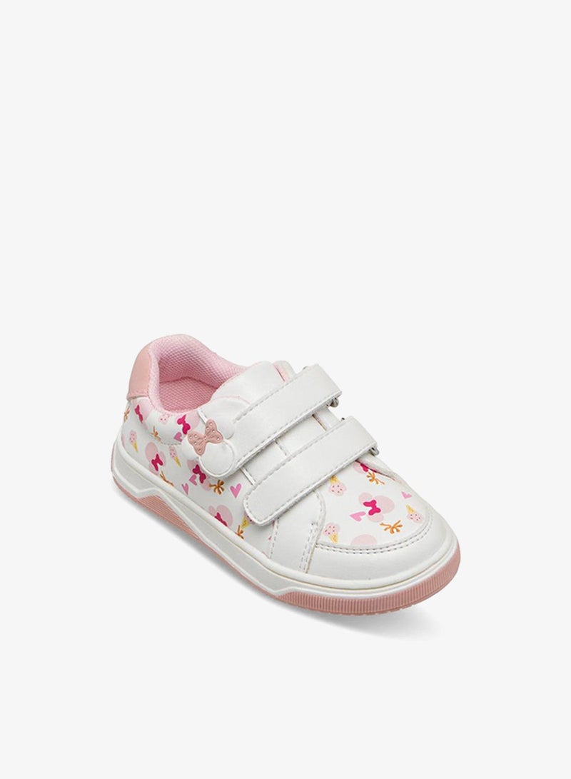 Disney Girls Minnie Mouse Print Hook & Loop Sneakers - Image 3