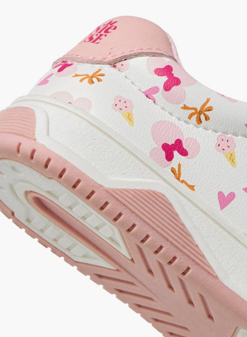 Disney Girls Minnie Mouse Print Hook & Loop Sneakers - Image 5