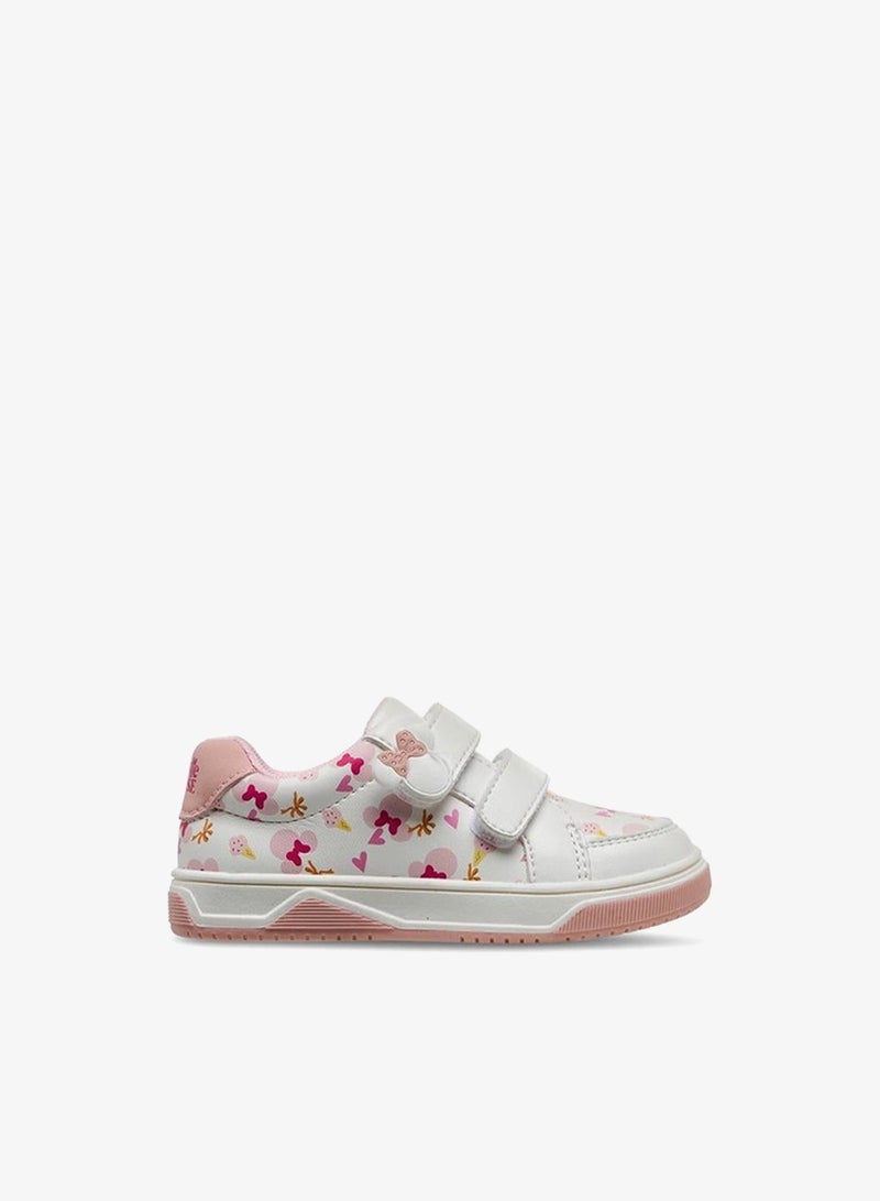 Disney Girls Minnie Mouse Print Hook & Loop Sneakers - Image 1