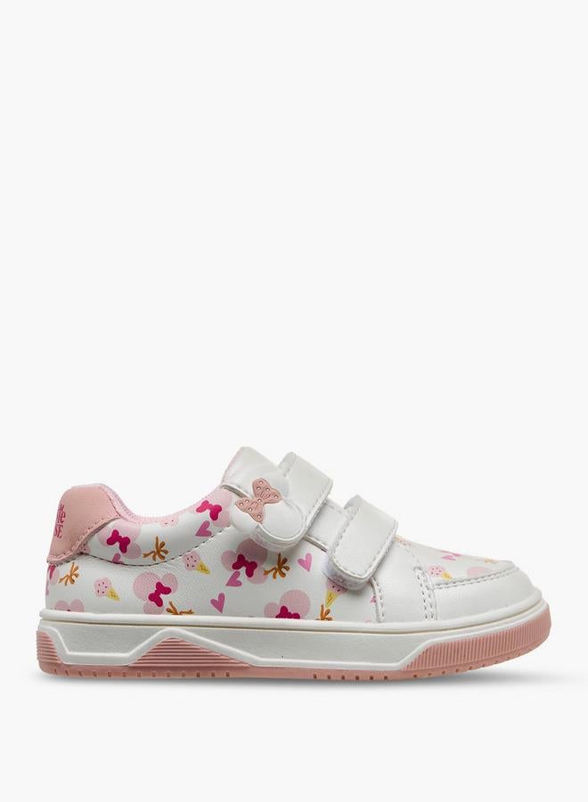 Disney Girls Minnie Mouse Print Hook & Loop Sneakers - Image 3