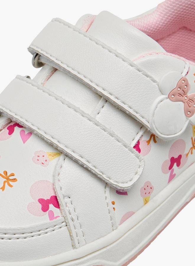 Disney Girls Minnie Mouse Print Hook & Loop Sneakers - Image 4