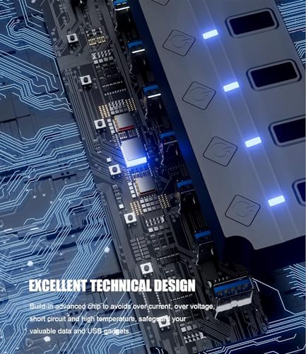 Eanetf USB 3.0 Hub, 7-Port with Individual On/Off Switches & LED Indicators, 5Gbps High-Speed Data Hub for Laptop, PC, MacBook, Surface Pro, PS5, HDD, Flash Drive (4ft Cable) - Image 5