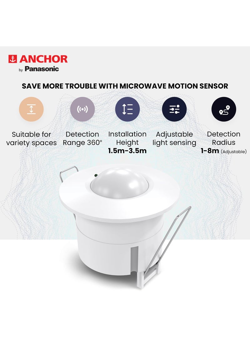 Anchor Anchor by Panasonic 360 Microwave Motion Sensor with Light Energy Saving Motion Detector 22762  - Image 2