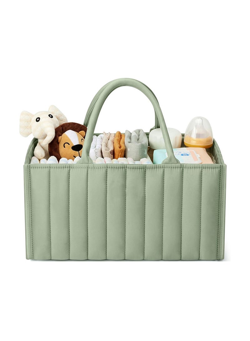 Baby Diaper Storage Box, Fashion Baby Storage Basket - Baby Shower Gift, Multifunctional Diaper Bag for Mother and Baby Products, Foldable Diaper Station Baby Storage Rack (Light Green)  - Image 1