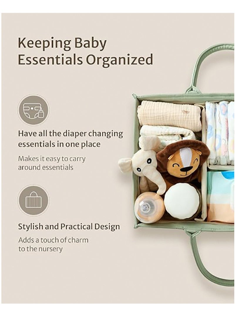 Baby Diaper Storage Box, Fashion Baby Storage Basket - Baby Shower Gift, Multifunctional Diaper Bag for Mother and Baby Products, Foldable Diaper Station Baby Storage Rack (Light Green)  - Image 2