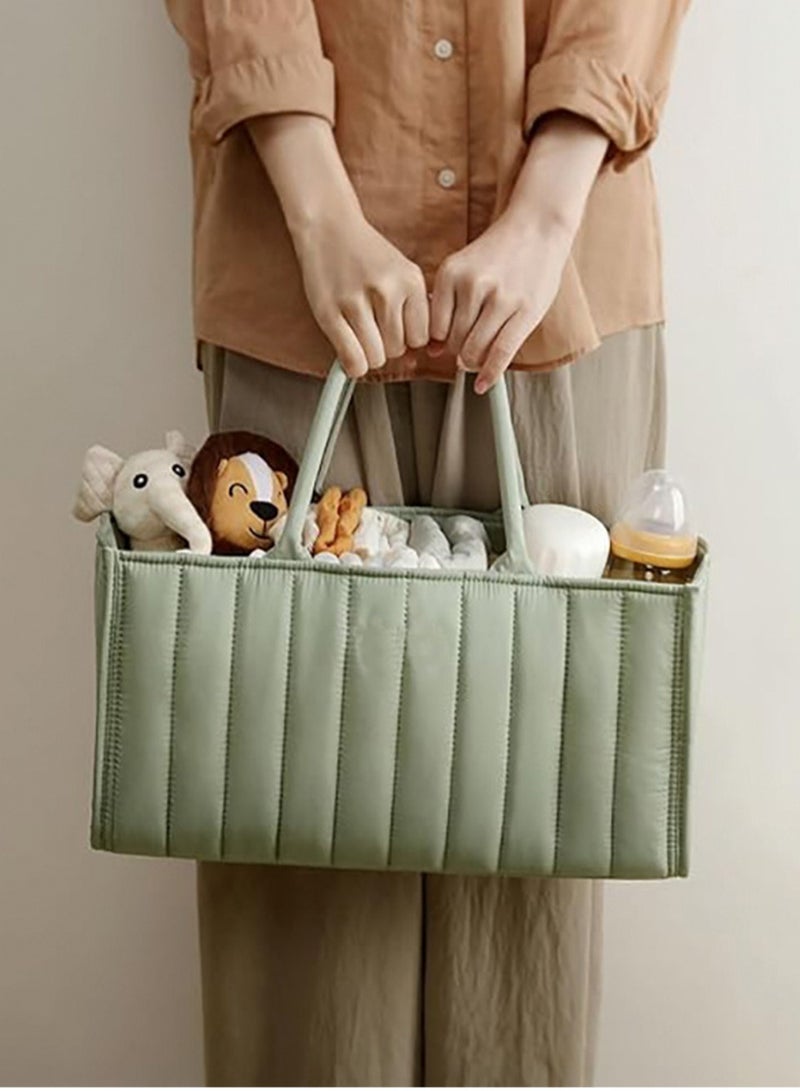 Baby Diaper Storage Box, Fashion Baby Storage Basket - Baby Shower Gift, Multifunctional Diaper Bag for Mother and Baby Products, Foldable Diaper Station Baby Storage Rack (Light Green)  - Image 4
