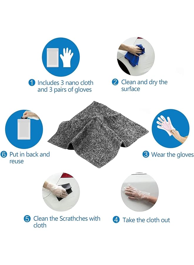 KASTWAVE Car Scratch Remover, Nano Sparkle Cloth For Car Scratches, 4 Pcs Nano Magic Cloth For Clean Paint, Surface Polish, Water Stains, Rust And Scratches Remover(Gray)  - Image 3
