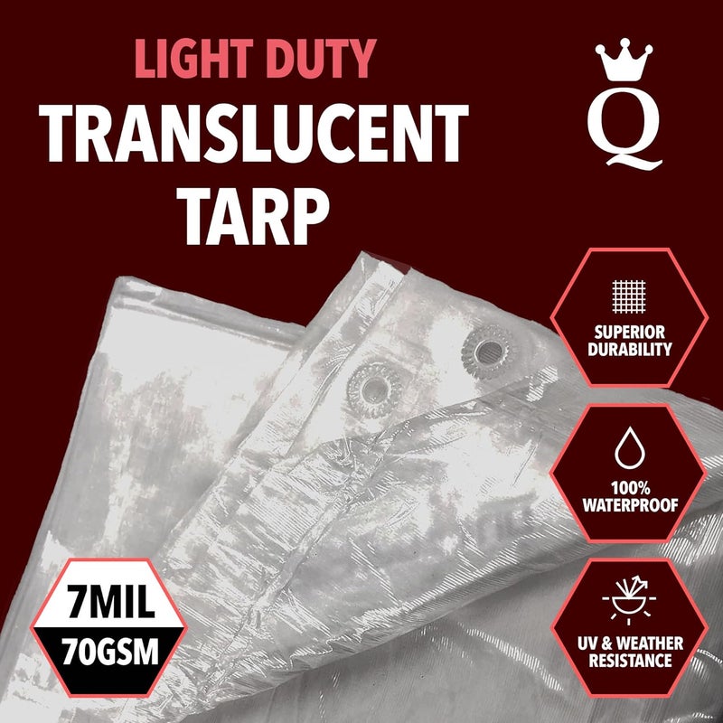 Queen of Tarps | 10x12 Light Duty Tarp Waterproof, 70 GSM is 7 MIL, UV/Tear Resistant Tarp, Camping, Outdoor Furniture, Car, Tents, Painting, Firewood Protection | 10x12, Light Duty - Image 2
