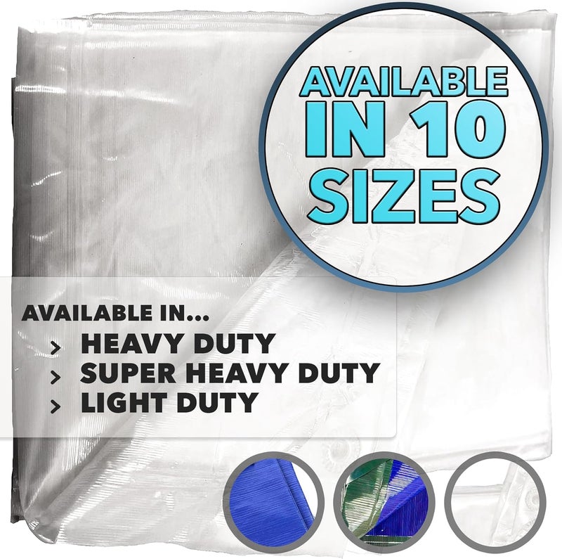 Queen of Tarps | 10x12 Light Duty Tarp Waterproof, 70 GSM is 7 MIL, UV/Tear Resistant Tarp, Camping, Outdoor Furniture, Car, Tents, Painting, Firewood Protection | 10x12, Light Duty - Image 1