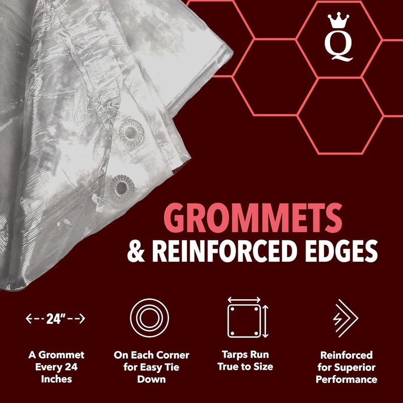 Queen of Tarps | 10x12 Light Duty Tarp Waterproof, 70 GSM is 7 MIL, UV/Tear Resistant Tarp, Camping, Outdoor Furniture, Car, Tents, Painting, Firewood Protection | 10x12, Light Duty - Image 3