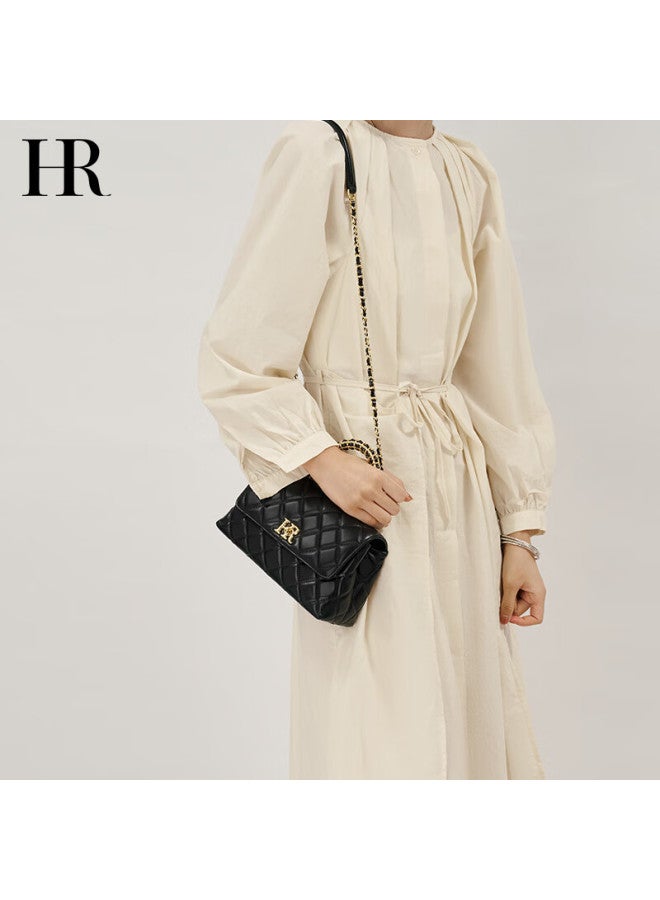 Hr Helena Women's Bag Top Layer Cowhide Single Shoulder Diagonal Bag Rhombic Handbag Chain Bag Women's Bag Birthday Gift - Image 3