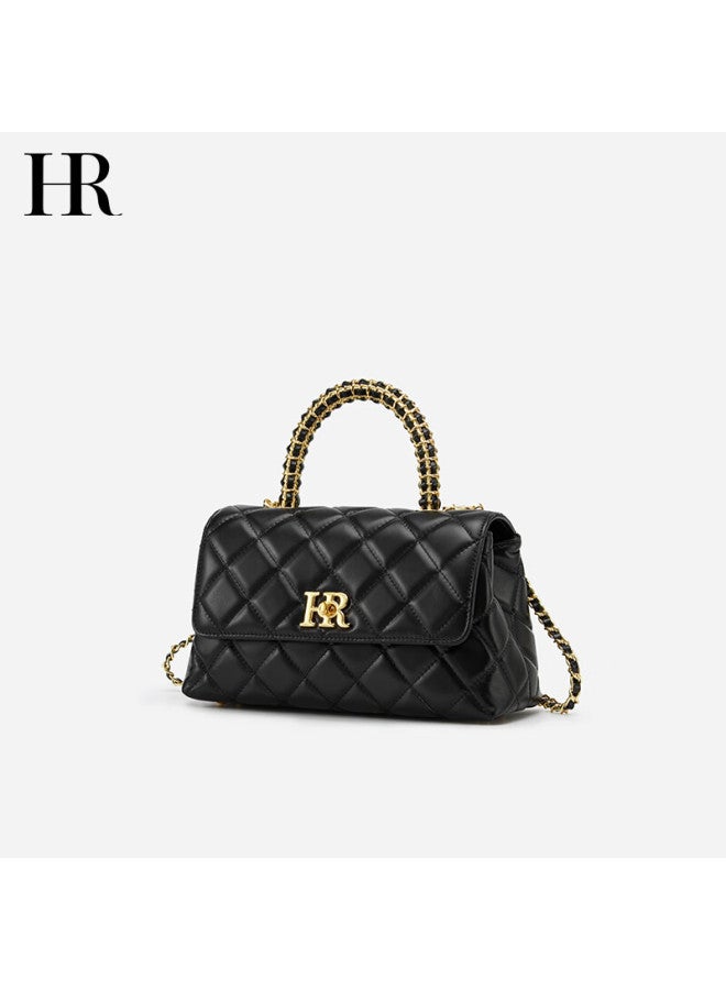 Hr Helena Women's Bag Top Layer Cowhide Single Shoulder Diagonal Bag Rhombic Handbag Chain Bag Women's Bag Birthday Gift - Image 5