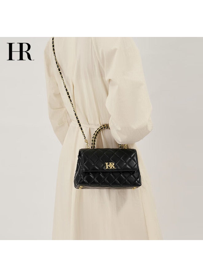 Hr Helena Women's Bag Top Layer Cowhide Single Shoulder Diagonal Bag Rhombic Handbag Chain Bag Women's Bag Birthday Gift - Image 2
