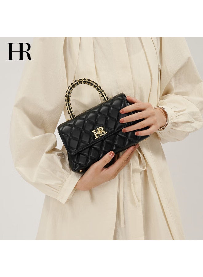 Hr Helena Women's Bag Top Layer Cowhide Single Shoulder Diagonal Bag Rhombic Handbag Chain Bag Women's Bag Birthday Gift - Image 4
