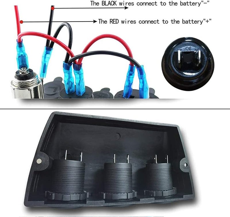jamgoer 3 in 1 Tent Type Multi-Functions Outlet Panel with Dual USB Car Charger Ports + Two Power Adaptor Socket Combination 12V 24V for Marine Boat RV Truck - Image 2