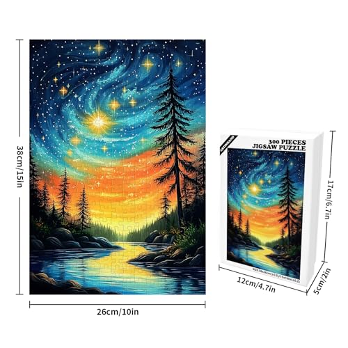 Artinhand Great Jigsaw Puzzles for Adults 300 Pieces Starry Sky Forest Puzzles for Adults Toys Gift Family Decoration Kids Puzzle - Image 5