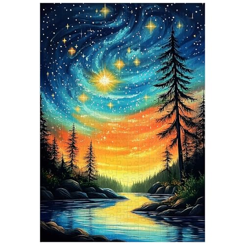 Artinhand Great Jigsaw Puzzles for Adults 300 Pieces Starry Sky Forest Puzzles for Adults Toys Gift Family Decoration Kids Puzzle - Image 1