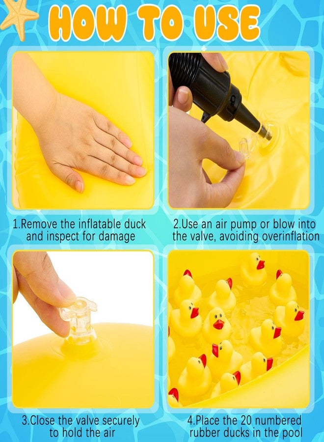WinnerWhy Duck Matching Game Includes Inflatable Pool Pond and 20 Numbered Floating Rubber Ducks for Festival Carnival Water Outdoor Game, Pump Not Included - Image 4