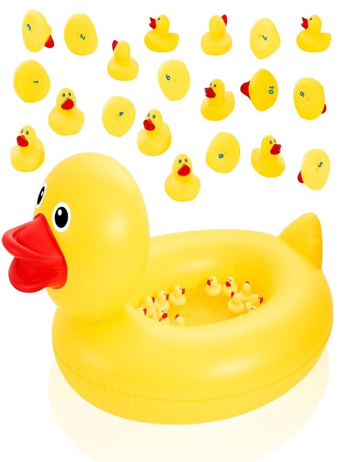 WinnerWhy Duck Matching Game Includes Inflatable Pool Pond and 20 Numbered Floating Rubber Ducks for Festival Carnival Water Outdoor Game, Pump Not Included - Image 1