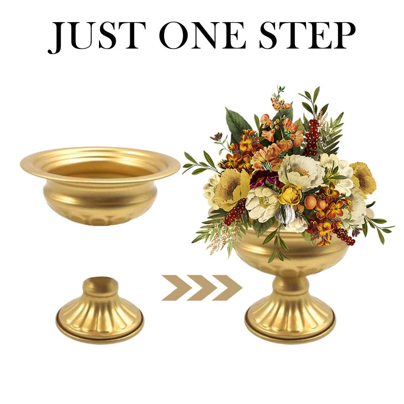 Hyuetrsa Metal Vases for Table Centerpieces 10 Pcs 4.7 Inch Gold Vases Golden Compote Pedestal Vase,Gold Vases for Centerpieces Flower Holders Center Pieces for Weddings Party Anniversary Decorations - Image 3