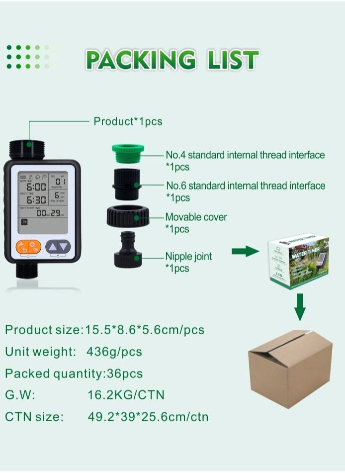 Automatic Watering Garden Timer Sprinkler Timer, Water Timer for Garden Hose, Programmable Water Timer with Rain Delay Manual Child Lock, Outdoor Irrigation Timer Controller for Lawn Yard
