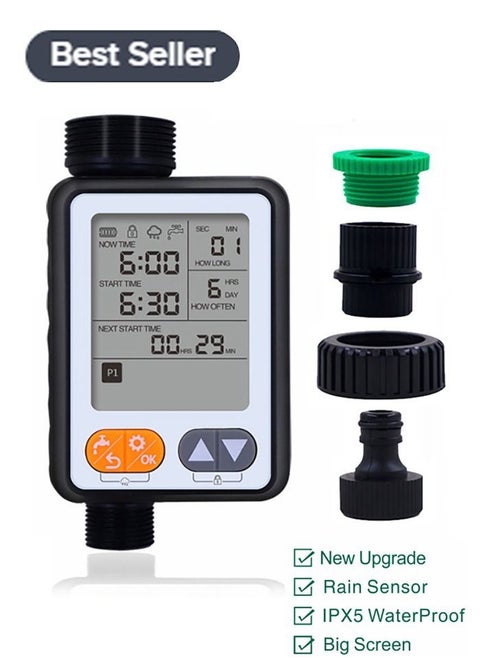 Automatic Watering Garden Timer Sprinkler Timer, Water Timer for Garden Hose, Programmable Water Timer with Rain Delay Manual Child Lock, Outdoor Irrigation Timer Controller for Lawn Yard