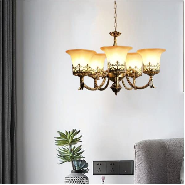 Kinis 5 Light Modern Golden Antique Chandelier for Home Décor - Hanging Jhoomar Ceiling Light for Living Room, Bedroom, Office, Dining, Cafe, Restaurants - Image 2