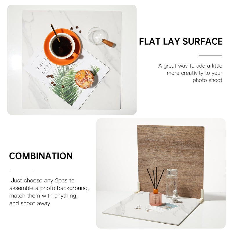 BEIYANG 5 PCS Boards Photo Backdrop for Flat Lay, Food Photography Background 16x16 Inch, BEIYANG - Image 2