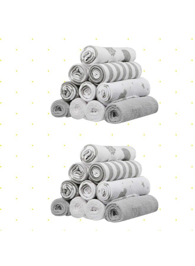 Spasilk Washcloth Wipes Set for Newborn Boys and Girls, Soft Terry Washcloth Set, Pack of 20, Gray Celestial - Image 4