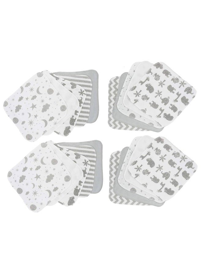 Spasilk Washcloth Wipes Set for Newborn Boys and Girls, Soft Terry Washcloth Set, Pack of 20, Gray Celestial - Image 1