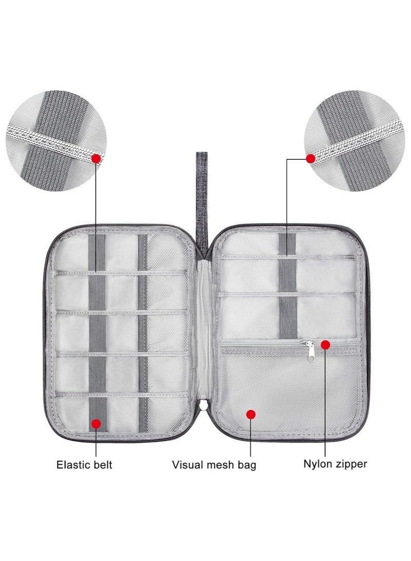 ترافل شنطة تنظيم كابلات السفر والاكسسوارات الإلكترونية، شنطة تنظيم أسلاك محمولة للكابلات والشاحن والموبايل وUSB وبطاقة اس دي وسماعات الأذن وغيرها من الاغراض، لون رمادى - Image 5
