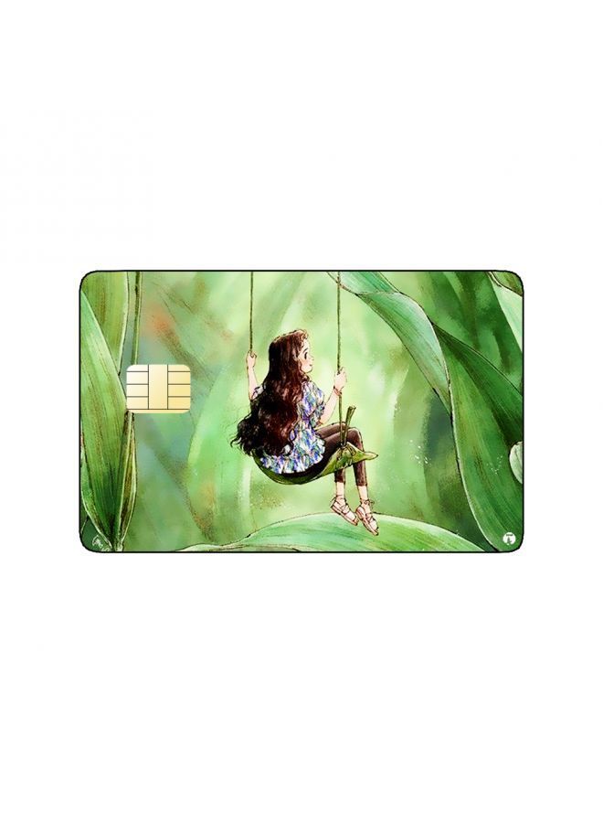 RKN PRINTED BANK CARD STICKER Cute Girl Drawing On Swing - Image 2