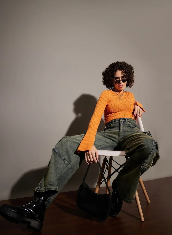 ساسافراس Light Fade Green Stretchable Jeans for Women