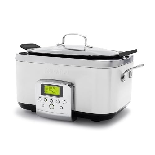 Greenpan GreenPan Elite 8  in 1 Programmable 6QT Electric Slow Cooker Dishwasher Safe Lid  Removable Crock PFASFree Healthy Ceramic Nonstick MultiCooker Sear SautBrown Steam Basket Roast White 