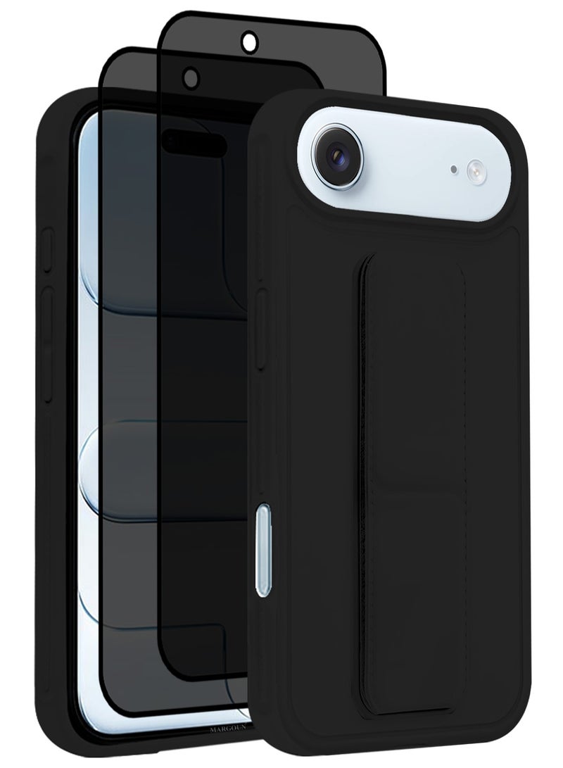 3 Packs Premium PU Leather Case for iPhone 17 Air with Stand Function Shockproof and Anti Scratch Finger Grip with Two Privacy Screen Protector - Image 1