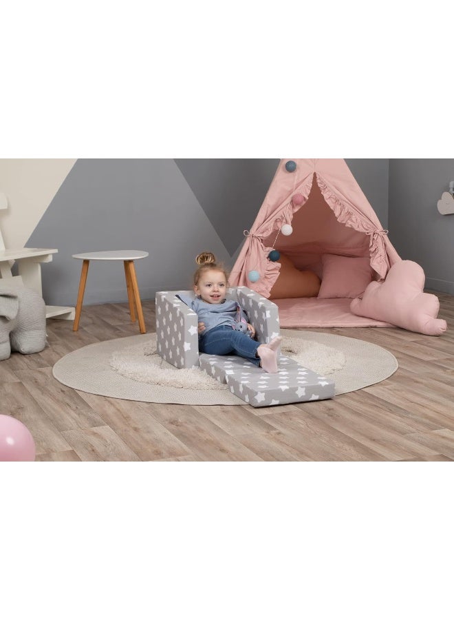 Delsit Kids Couch for Toddlers - 2 in 1 Convertible Foam Armchair to Lounger, Comfy Flip Out Lounge Chair, Sofa for Children, Made in Europe - Image 5