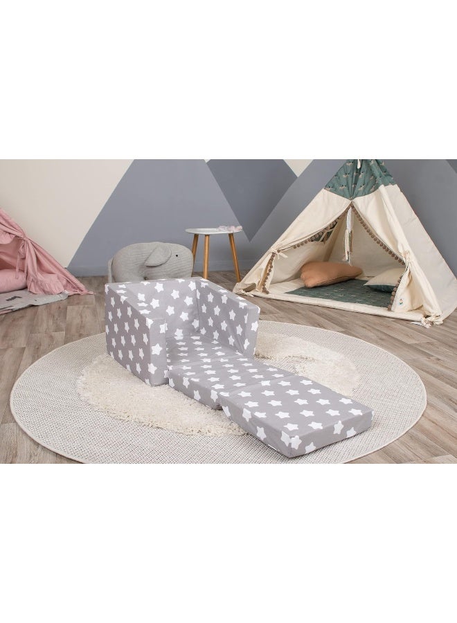 Delsit Kids Couch for Toddlers - 2 in 1 Convertible Foam Armchair to Lounger, Comfy Flip Out Lounge Chair, Sofa for Children, Made in Europe - Image 4