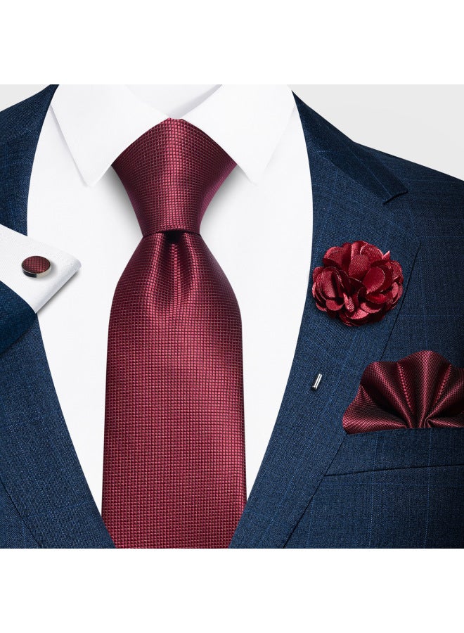 Fashion Men's Paisley Tie Suit Pocket Square Set 8cm Polyester Jacquard Business Formal Tie