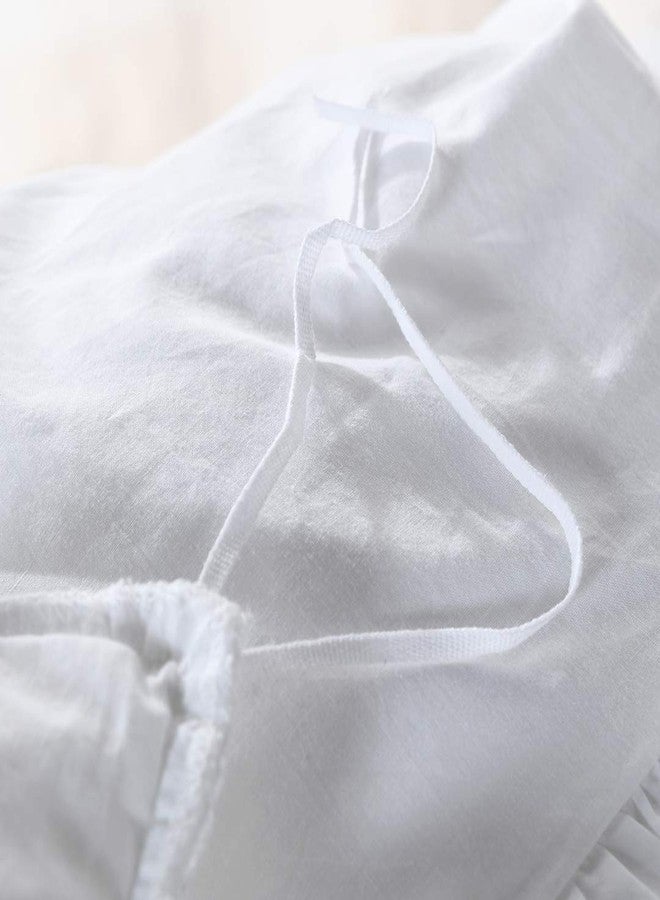 QSH Queen's House White Ruffle Twin Duvet Cover, Washed Cotton Shabby Boho Chic Farmhouse Bedding Comforter Cover 3 Pieces Kids Duvet Quilt Cover Twin Ultra Soft Aesthetic Cute Girls Teen Bedding - Image 4