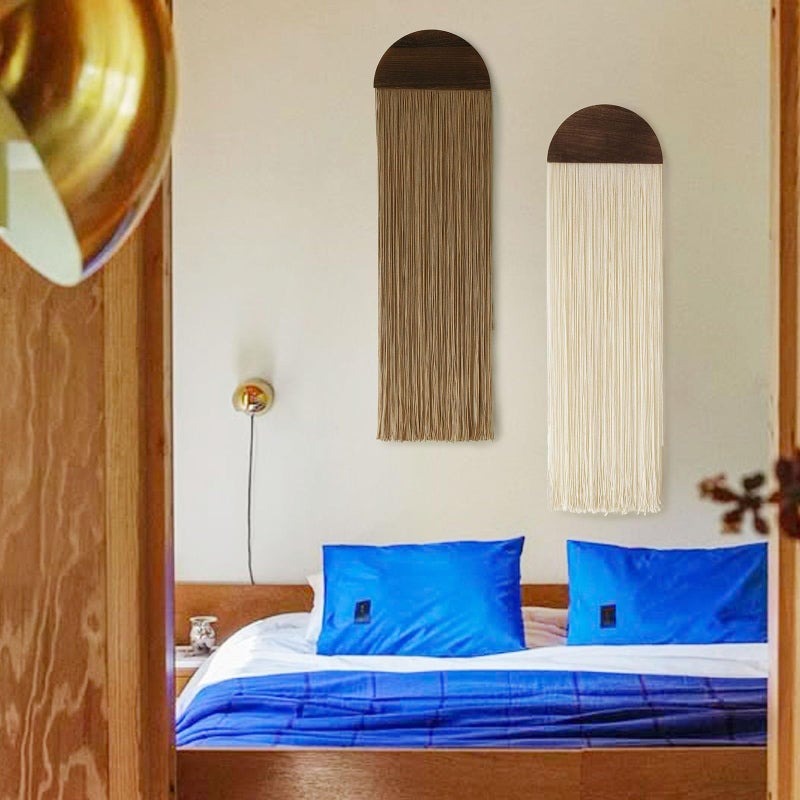 Flber 2 Pcs Macrame Wall Hanging Boho Wall Decor Handmade Macrame Art Tapestry Wedding Macrame Backdrop 13.7" W x 51" L For Living room Bedroom Headboard Decor - Image 3