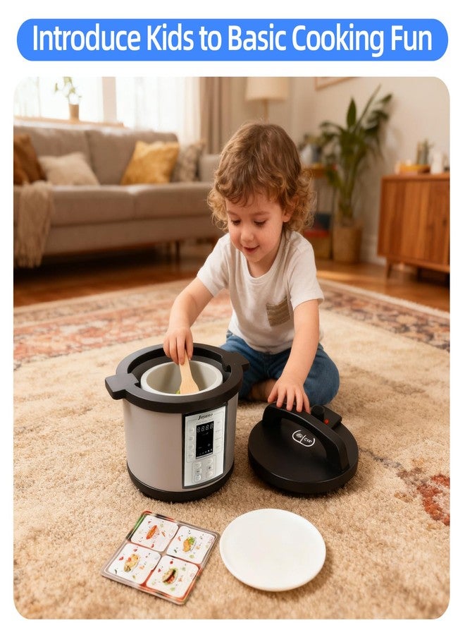 Joyano 15-PCs Wooden Air Fryer/18-PCs Pressure Cooker Playset for Kids Pretend Cooking Toy with Food Accessories Utensils Montessori Kitchen Role Play (Pressure Cooker) - Image 3