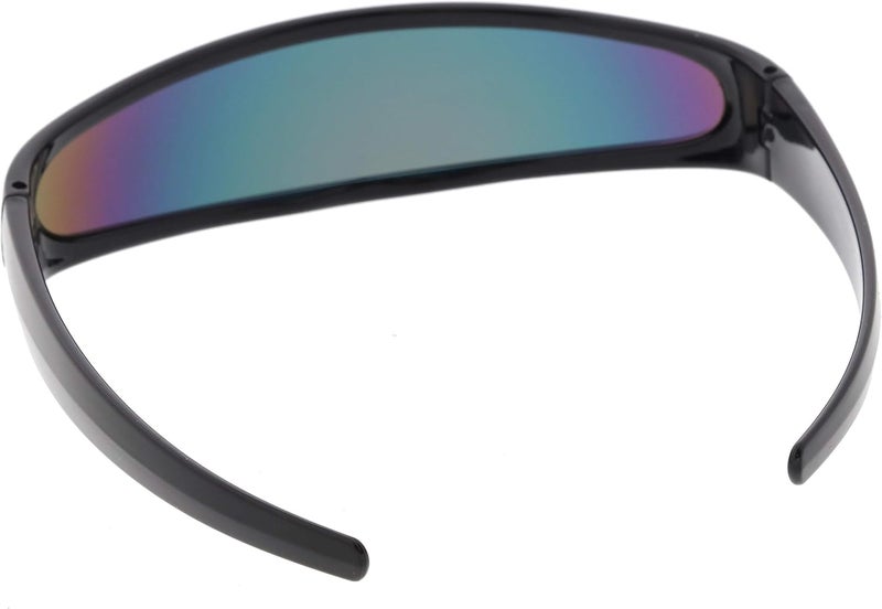 zeroUV Store - Futuristic Narrow Cyclops Color Mirrored Lens Visor Sunglasses - Image 4