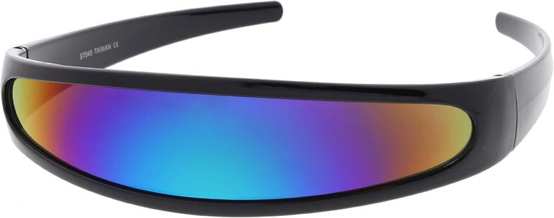 zeroUV Store - Futuristic Narrow Cyclops Color Mirrored Lens Visor Sunglasses - Image 2