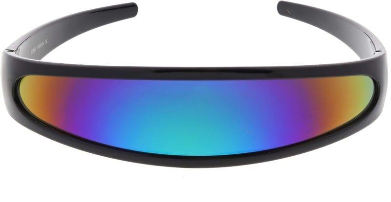 zeroUV Store - Futuristic Narrow Cyclops Color Mirrored Lens Visor Sunglasses - Image 1