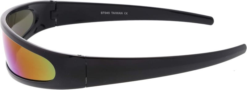 zeroUV Store - Futuristic Narrow Cyclops Color Mirrored Lens Visor Sunglasses - Image 3