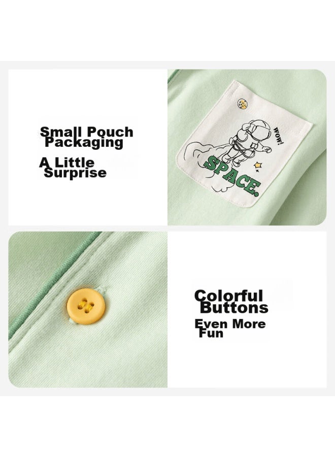 Top melon Dingguagua Top-notch Boys' Pajama Set, Pure Cotton Spring And Autumn Long-sleeve Children's Loungewear, Big Boys' Open-front Sleepwear, Blue, Size 130 - Image 4