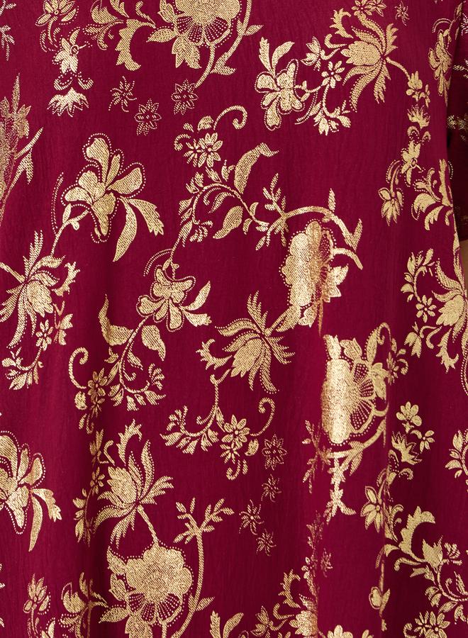 Take Two Women Floral Printed Short Sleeve Jalabiya - Image 4