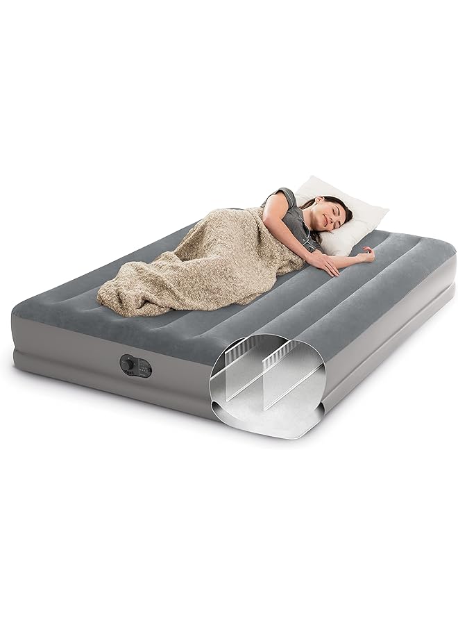 INTEX Dura Beam Standard Series Prestige Mid Rise Airbed with Fastfill USB Powered Internal Air Pump Gray Queen 64114E - Image 2