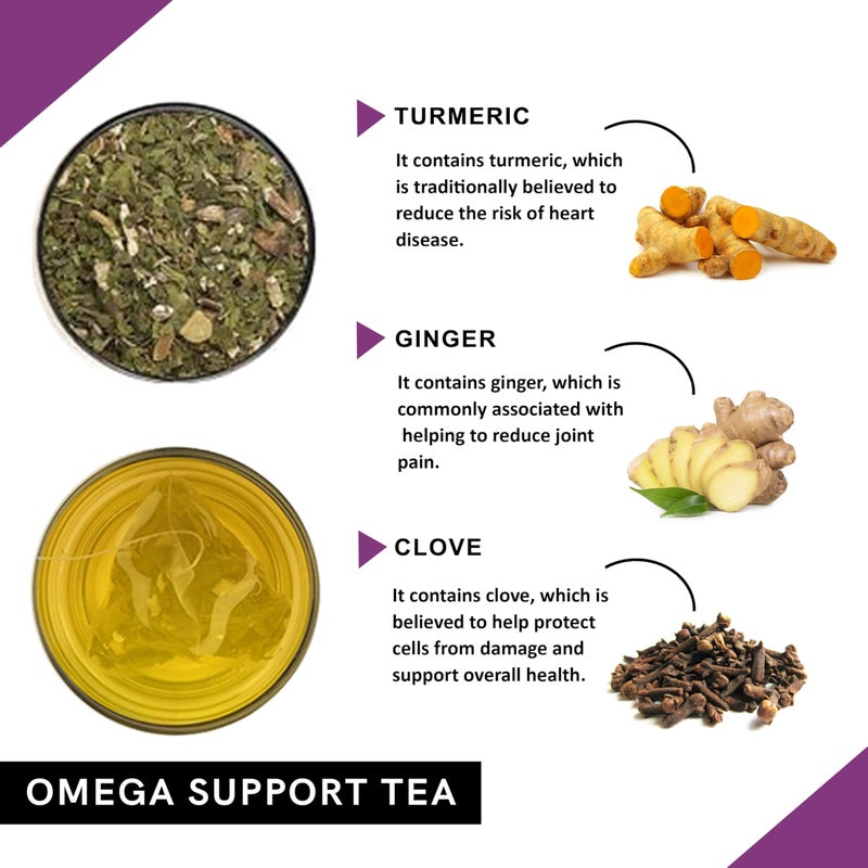 Teacurry Omega Support Tea (2 Month Pack | 60 Tea Bags) - Powerful Vegan Blend, Rich in Omega 3 for Joints, Hair, Eyes and Brain - Image 2
