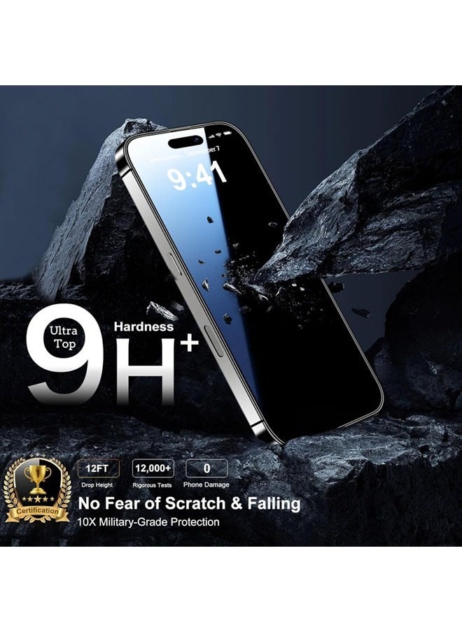 DUSALA 2 PACK iPhone 16 Plus Privacy Screen Protector + 2 PACK Camera Lens Protector,  Ultra Top 9H+ Tempered Glass, Full Coverage Screen  - Image 5